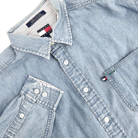 Tommy Hilfiger Other - TOMMY HILFIGER Men's Sz L Vintage Lightweight Denim Long-Sleeve Button-Up Shirt